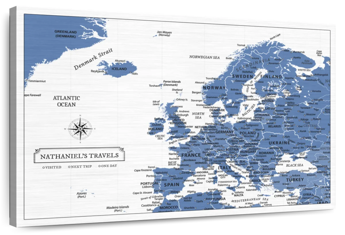 Personalized Journeys Through Europe Push Pin Map 1