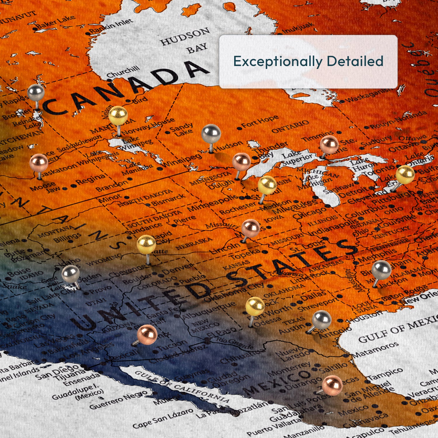 Personalized Landmark Travel Stories Push Pin World Map 3