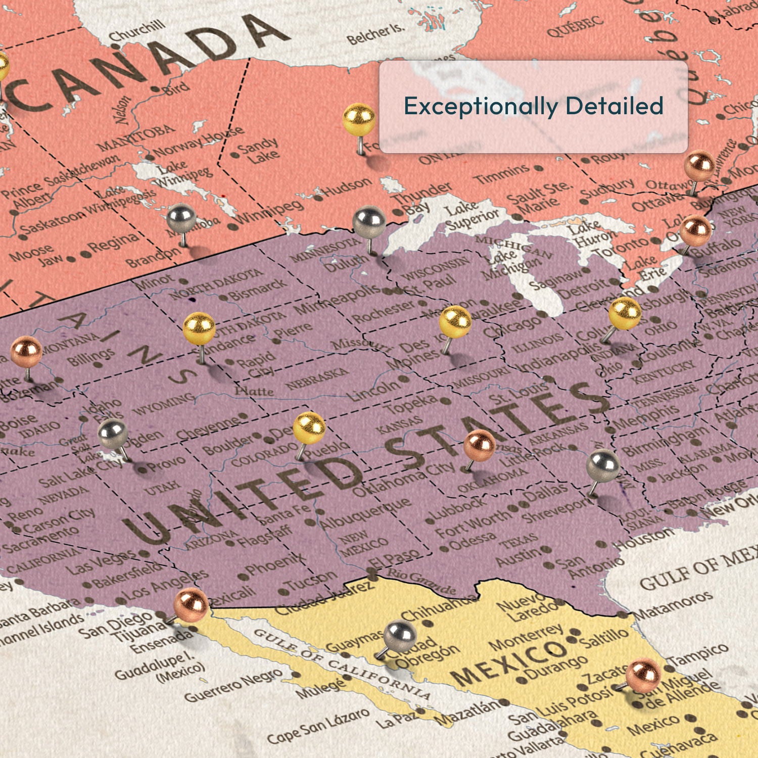 Personalized Lets Be Adventurers Push Pin World Map 4