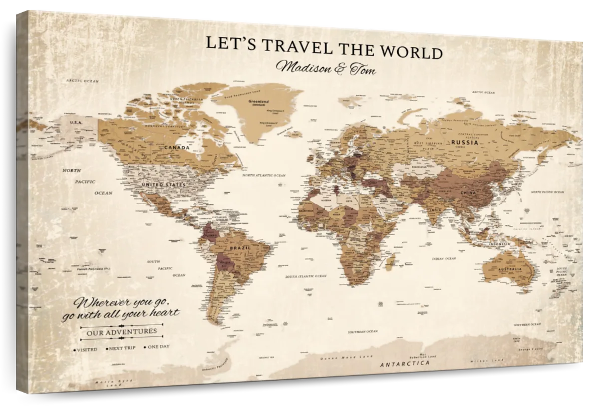 Personalized Lets Travel The World Push Pin Map 1