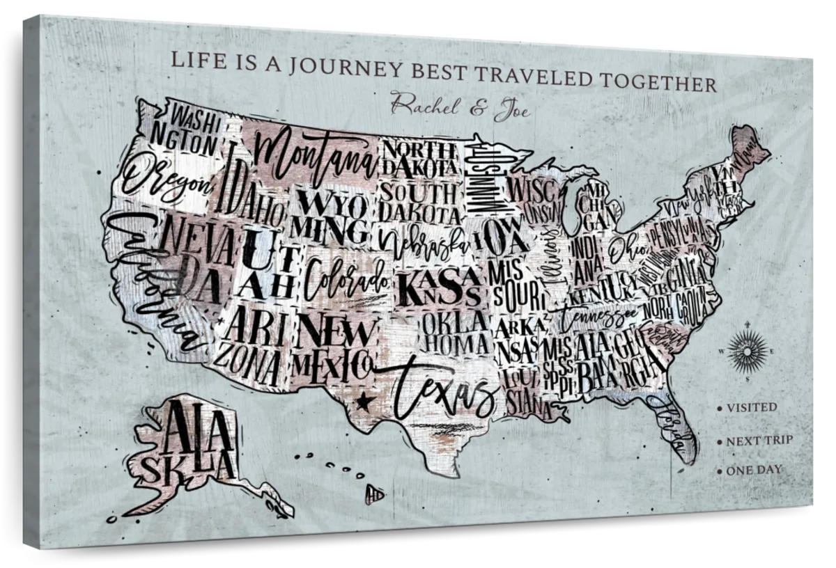 Personalized Life Is A Journey Push Pin USA Map 1