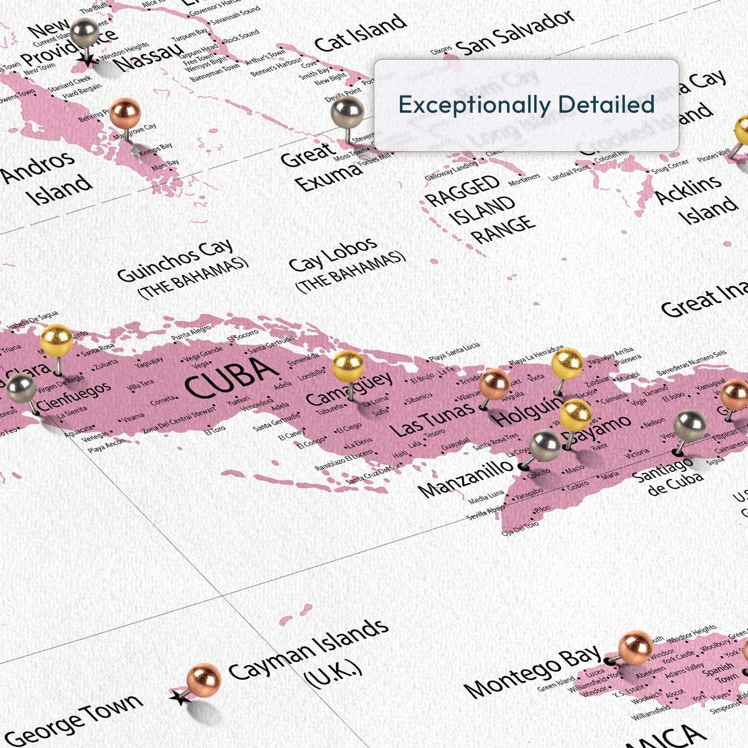 Personalized Light Escapes Caribbean Push Pin Map 3