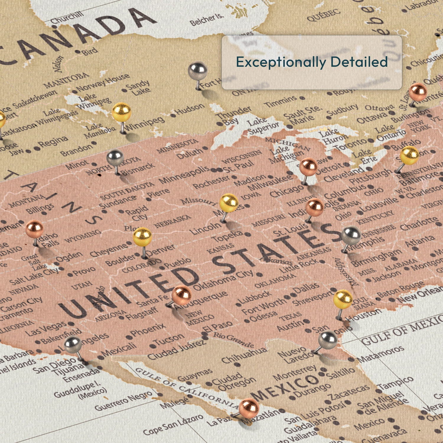 Personalized Lost In Beautiful Places Push Pin World Map 4