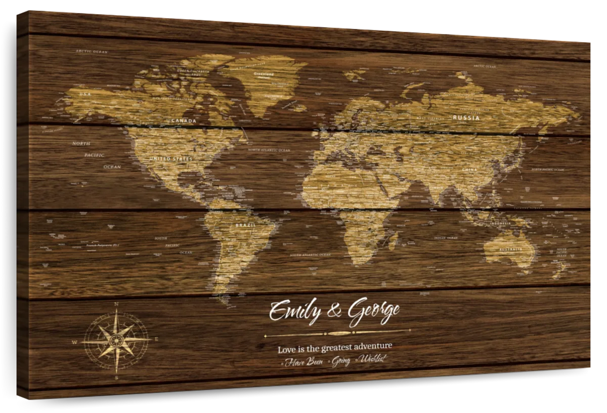 Personalized Love Adventures Push Pin World Map 1