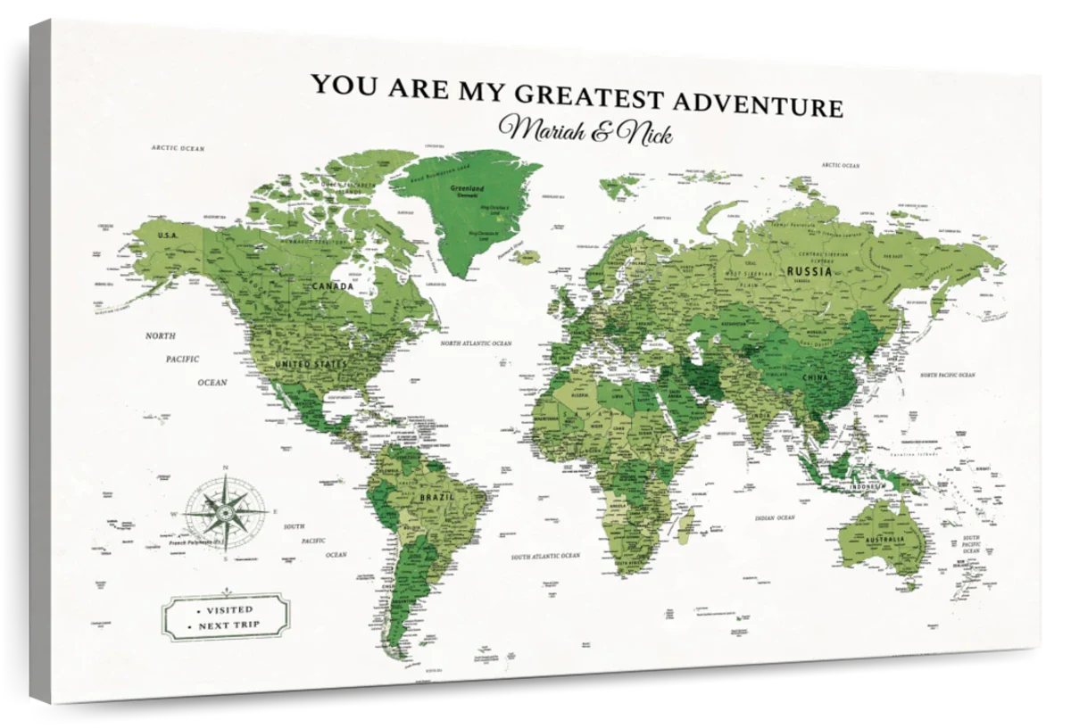 Personalized My Greatest Adventure Push Pin World Map 1