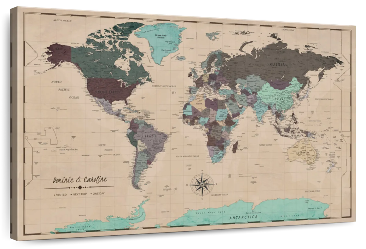 Personalized New Adventures Push Pin World Map 1