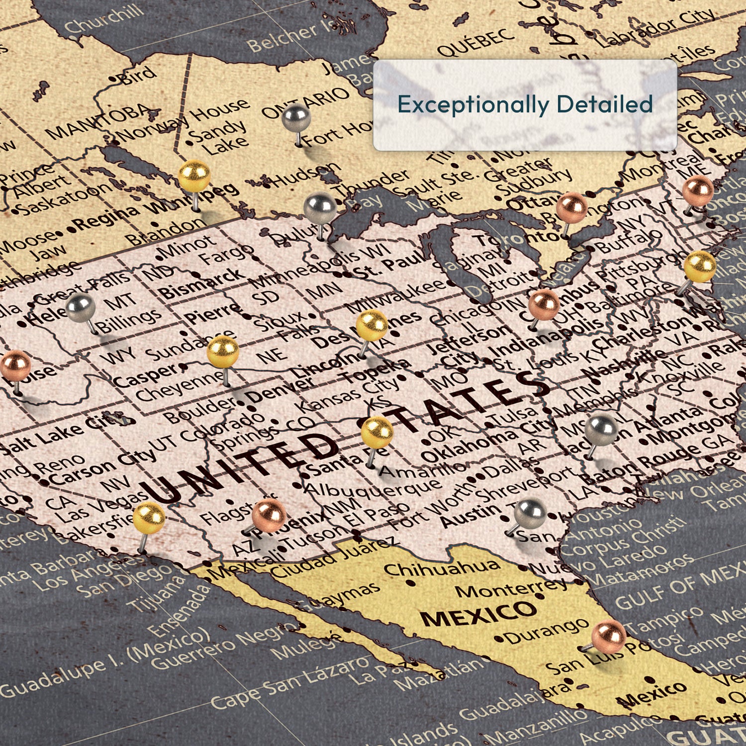 Personalized New Horizons Push Pin World Map 4