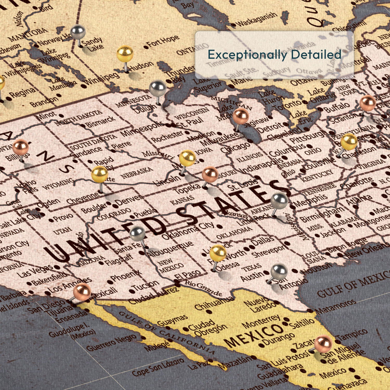 Personalized New Horizons Push Pin World Map 4