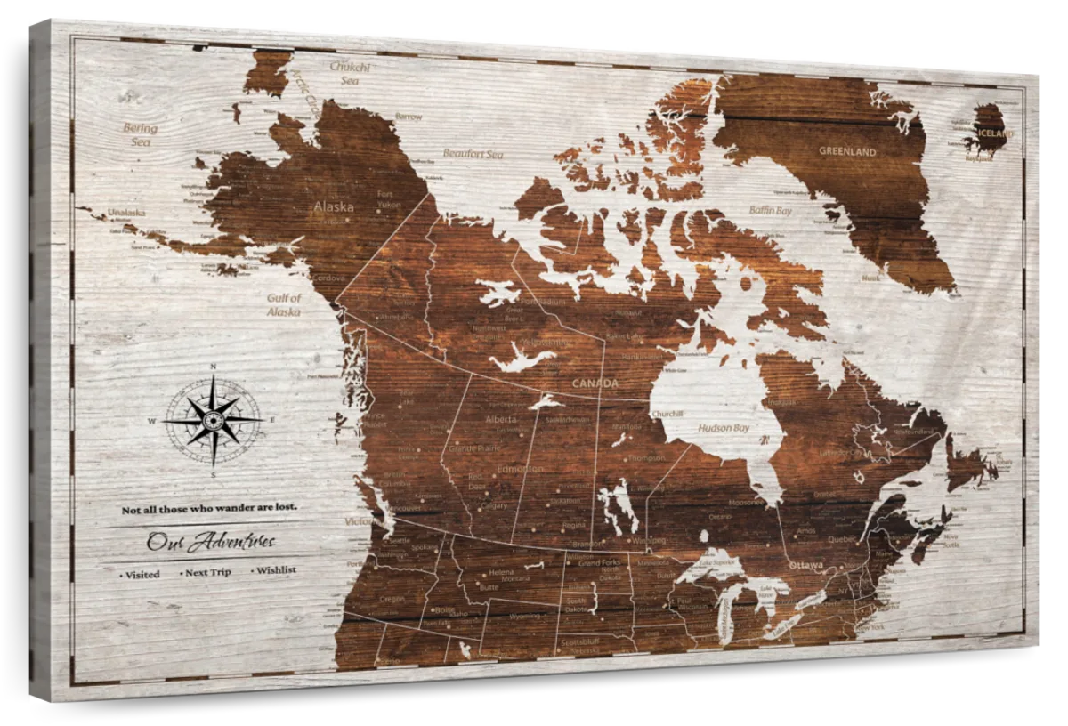 Personalized Not All Who Wander Canada Push Pin Map 1