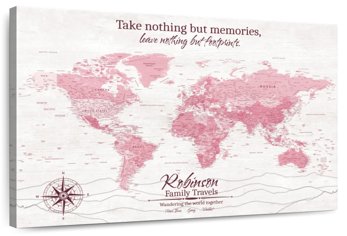 Personalized Nothing But Memories Push Pin World Map 1