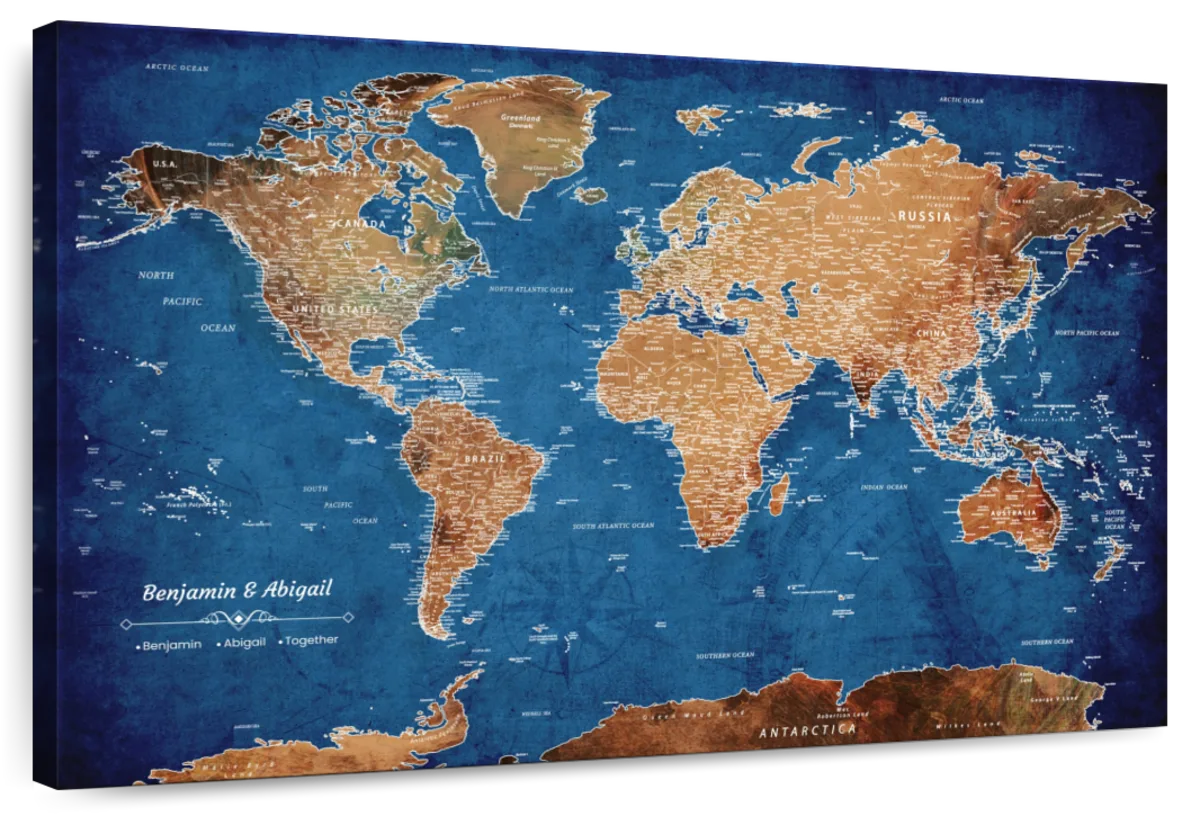 Personalized Ocean Terra Push Pin World Map 1