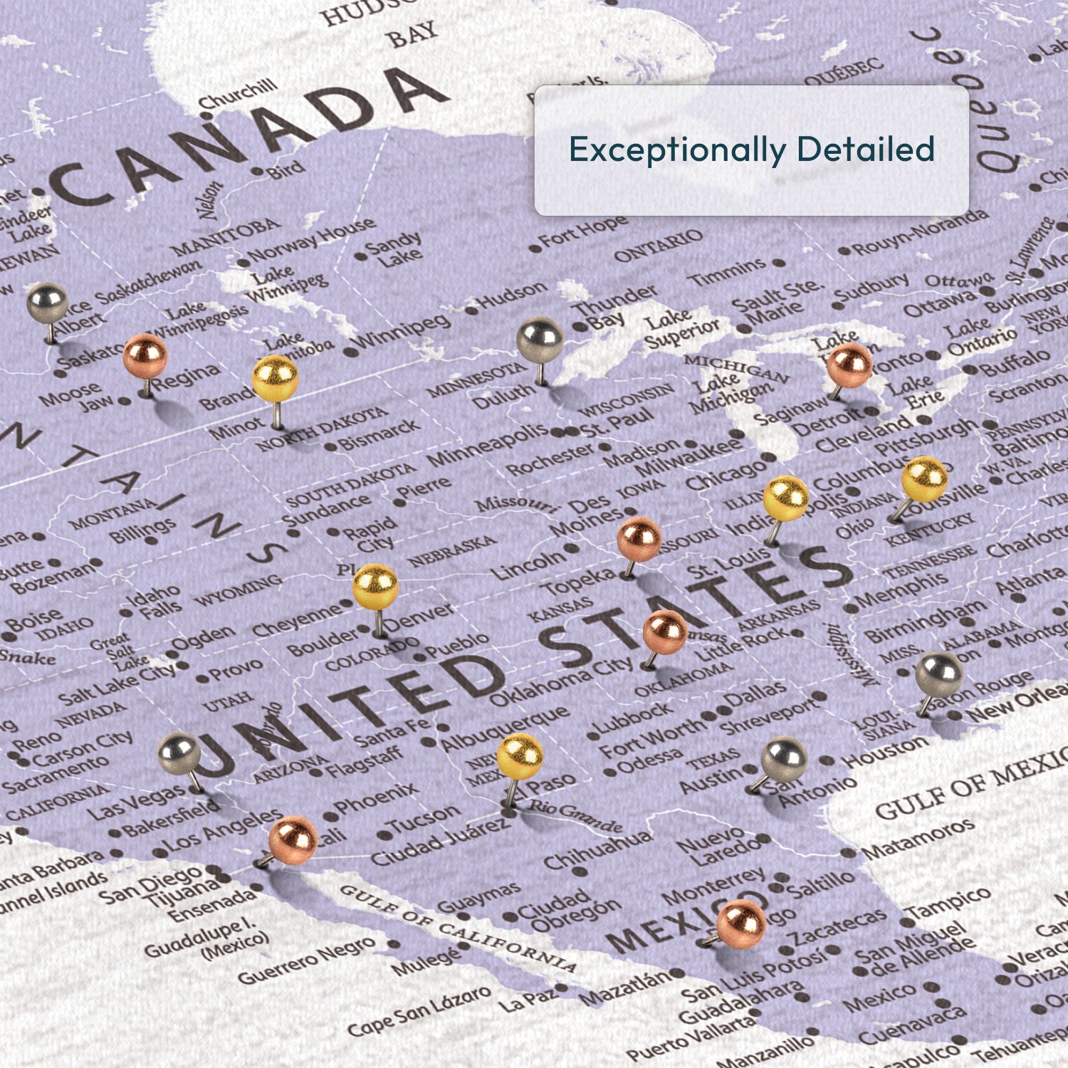 Personalized On My List Push Pin World Map 3
