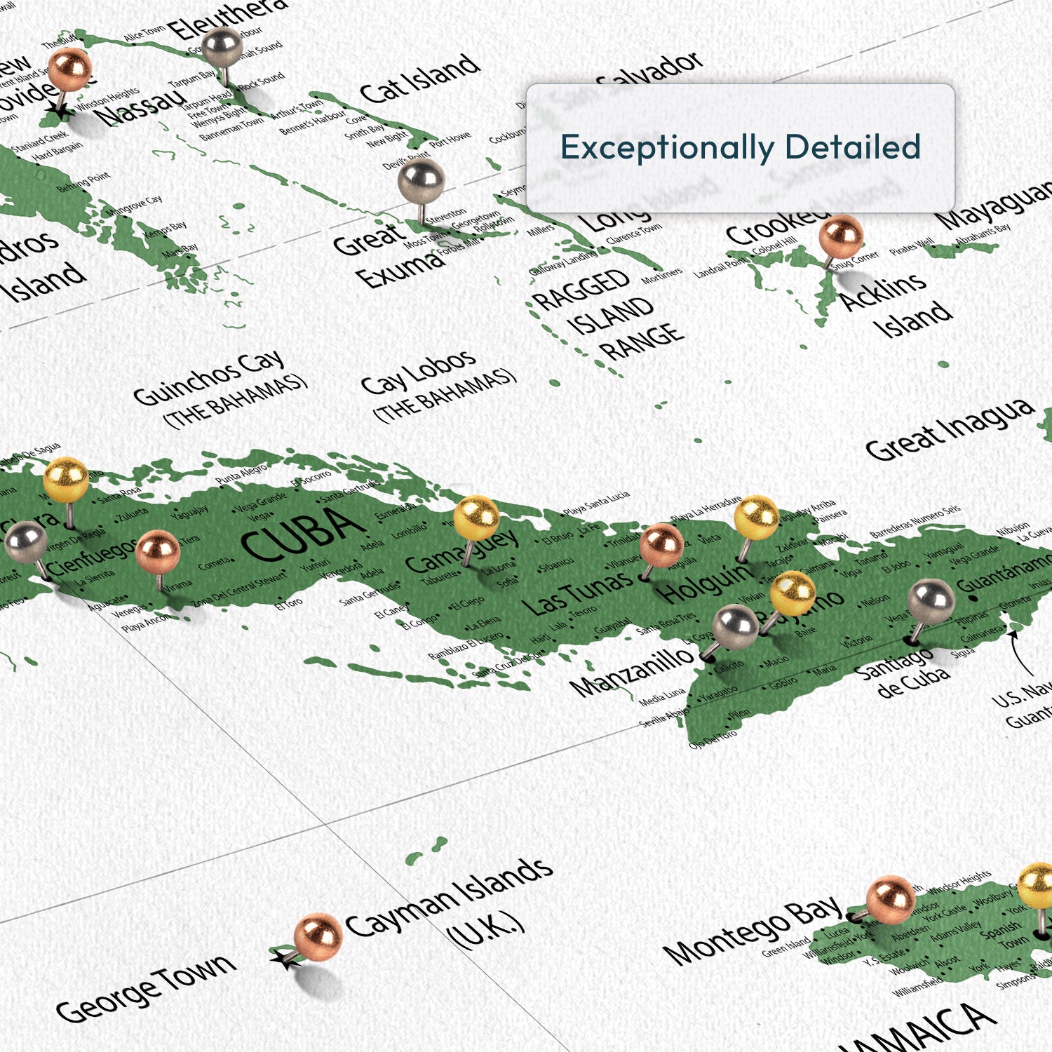 Personalized Our Adventures Caribbean Push Pin Map 3