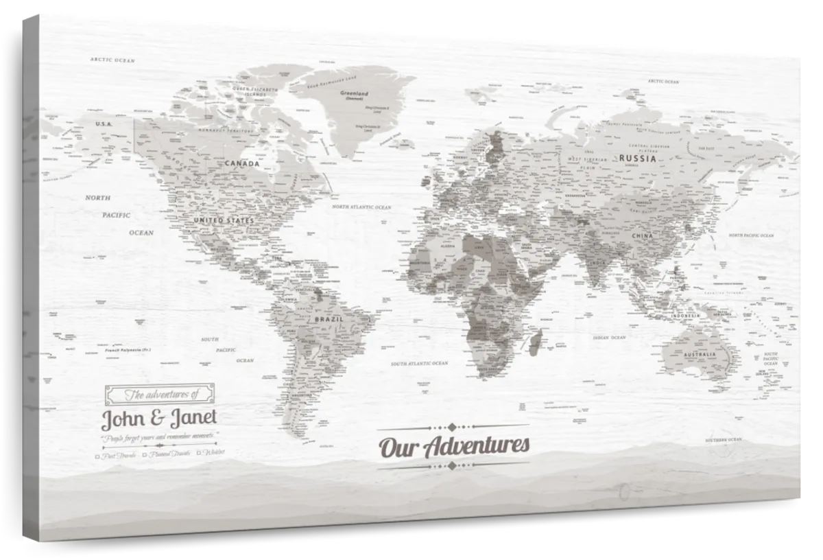Personalized Our Adventures Continue Push Pin World Map 1