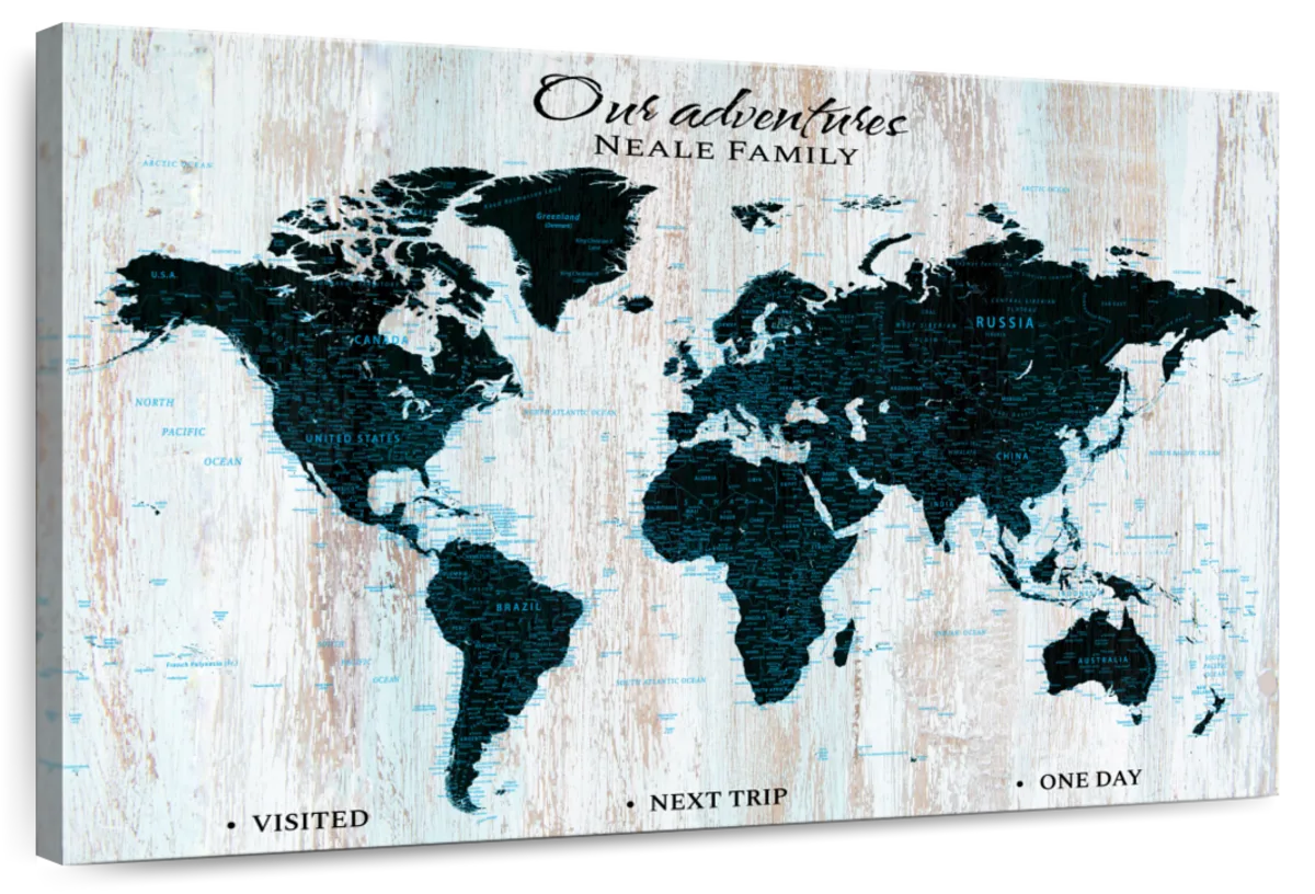 Personalized Our Adventures Forever Push Pin World Map 1