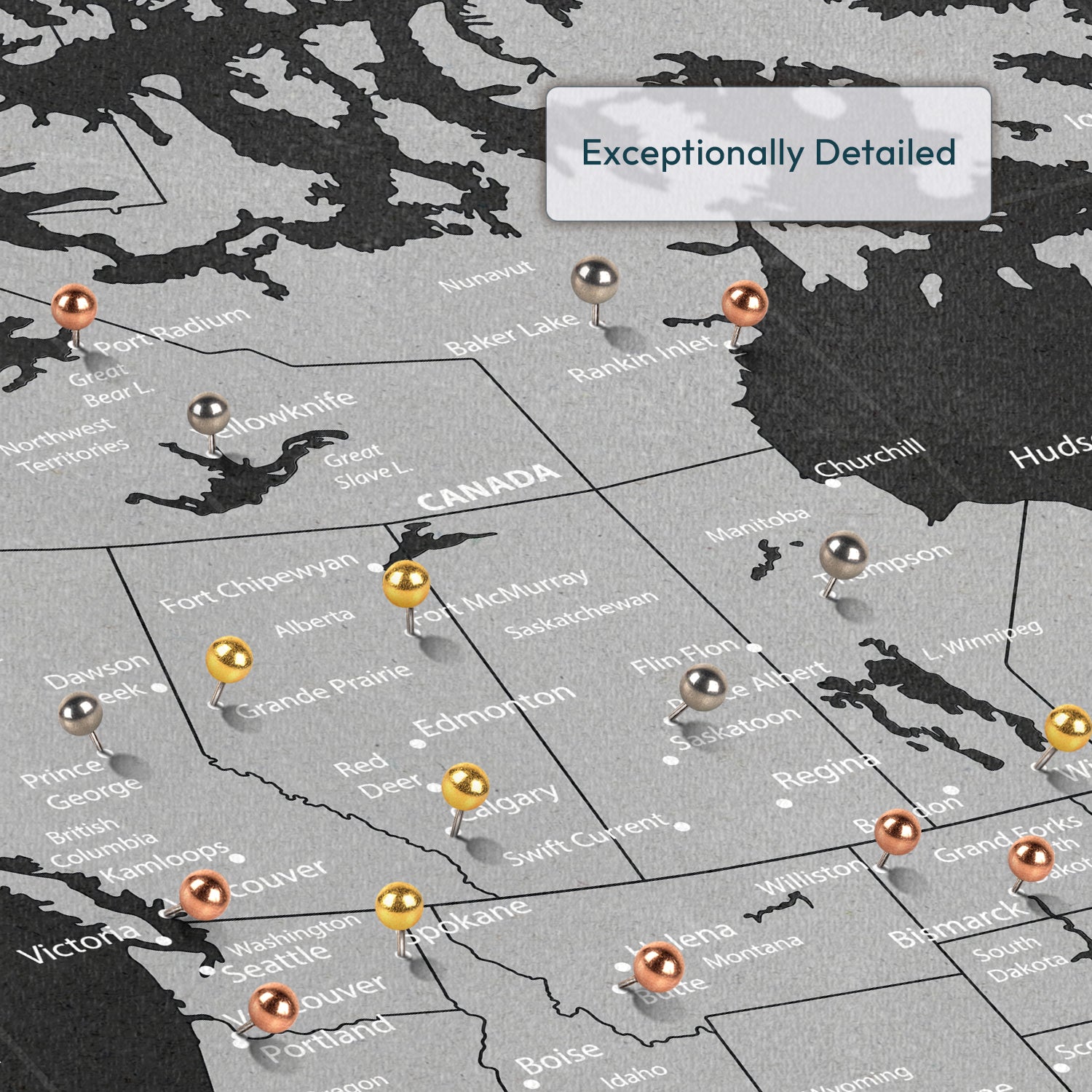 Personalized Our Adventures North America Push Pin Map 3