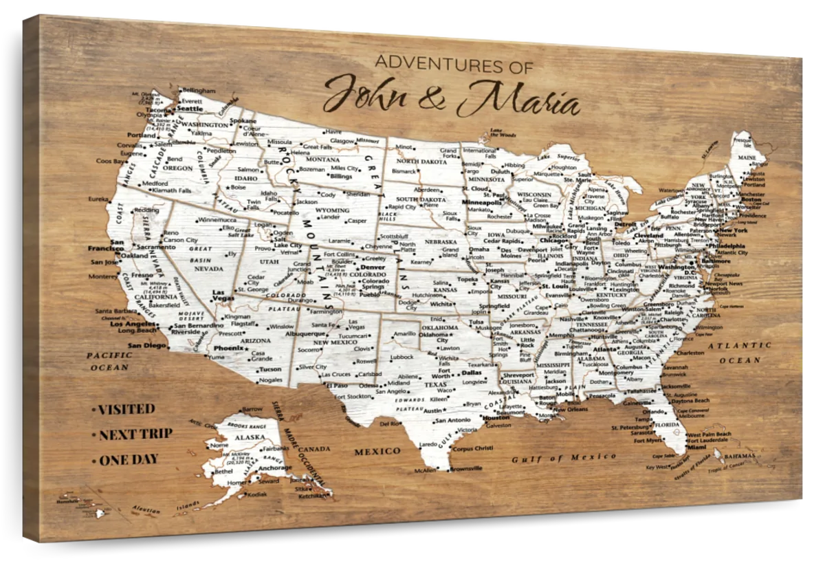 Personalized Our Adventures Push Pin USA Map