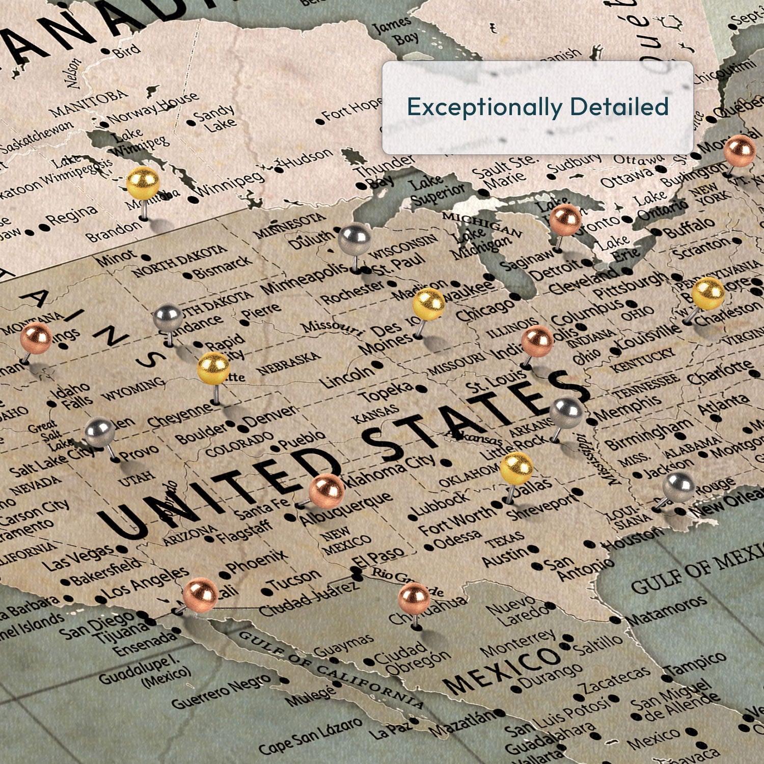 Personalized Our Adventures Push Pin World Map 4