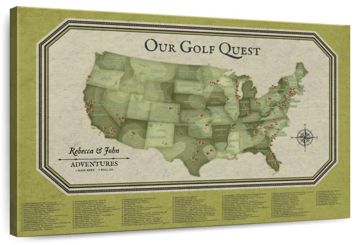 Personalized Our Quest Push Pin Golf Map 1