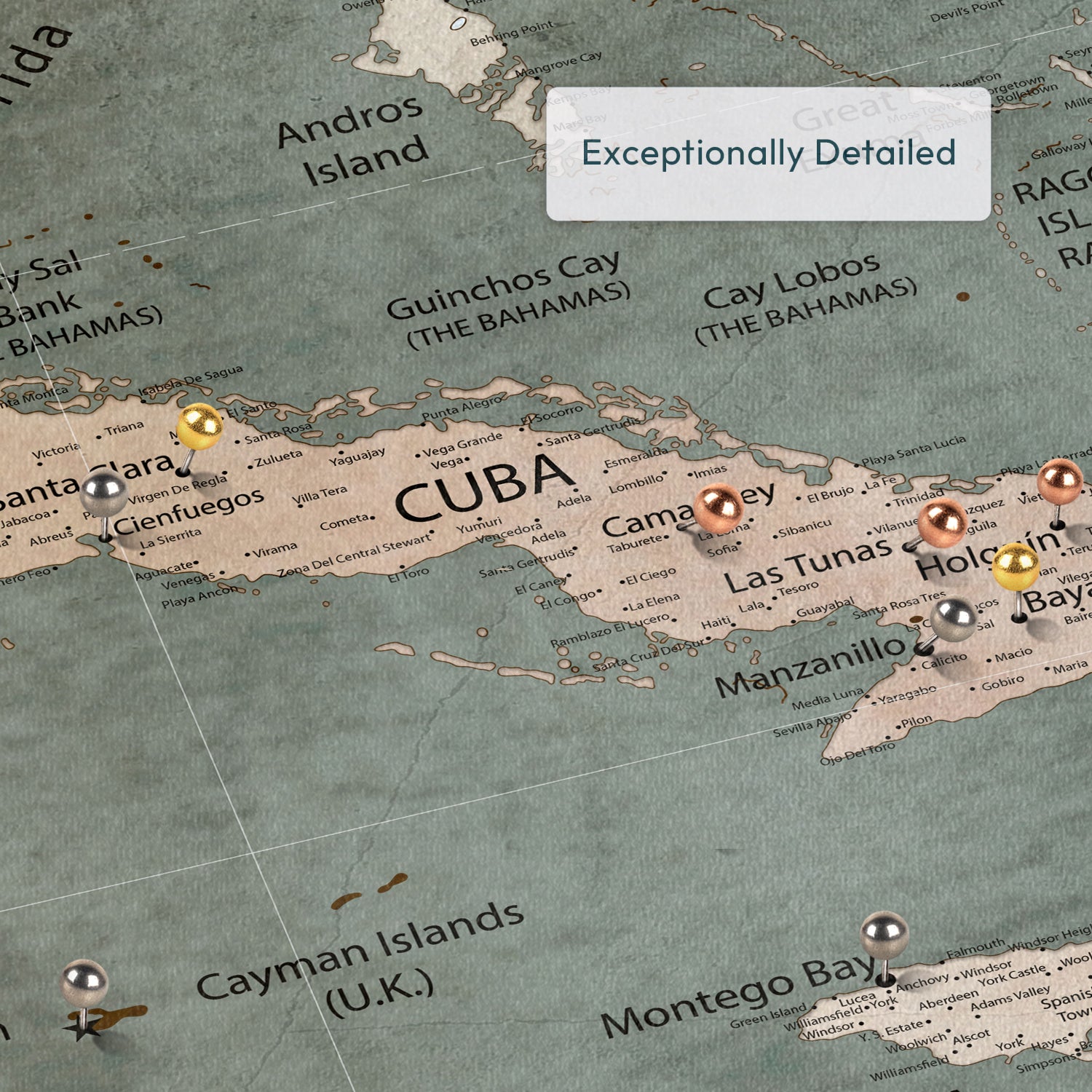 Personalized Our Travels Caribbean Push Pin Map 3