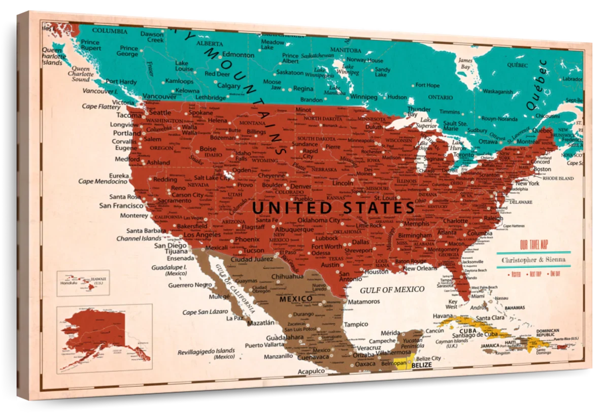 Personalized Our Travels Push Pin USA Map 1