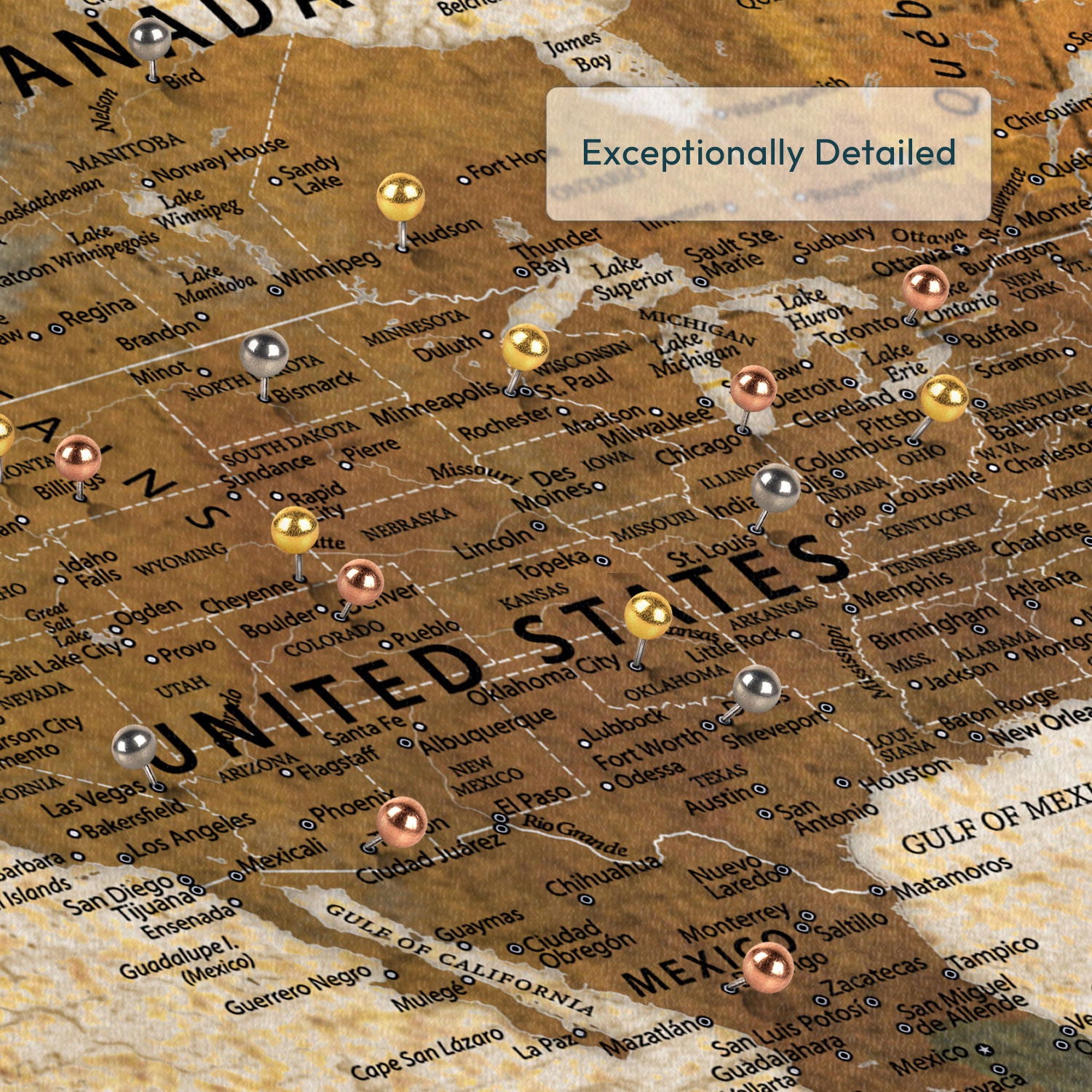 Personalized Our Travels Push Pin World Map 4