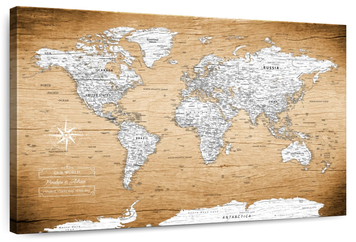 Personalized Our World Unfolding Push Pin Travel Map 1