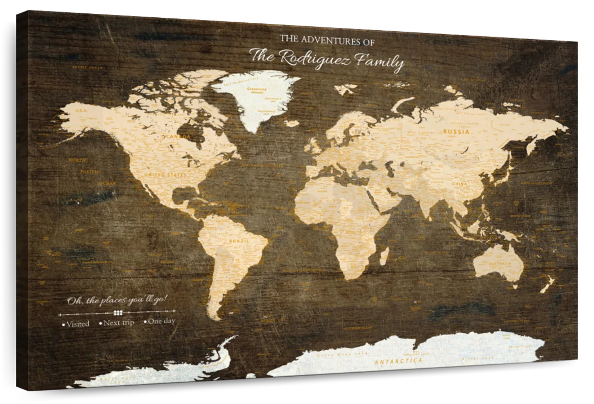 Personalized Places You'll Go Push Pin World Map 1