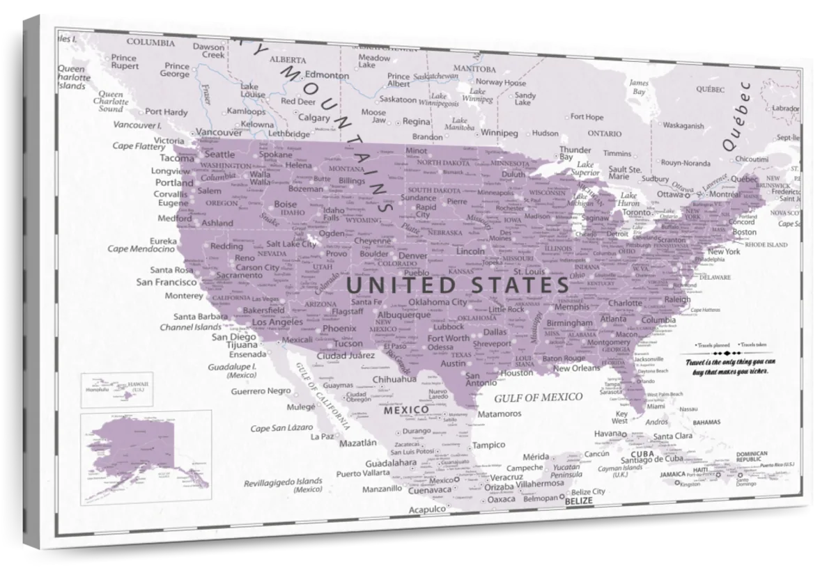 Personalized Purple Dreams Push Pin USA Map 1