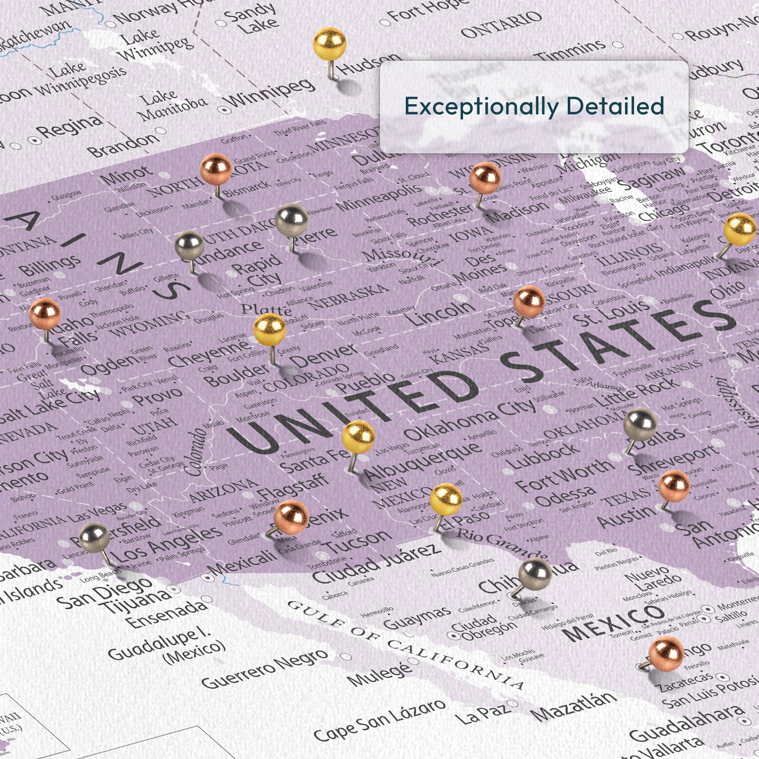 Personalized Purple Dreams Push Pin USA Map 3