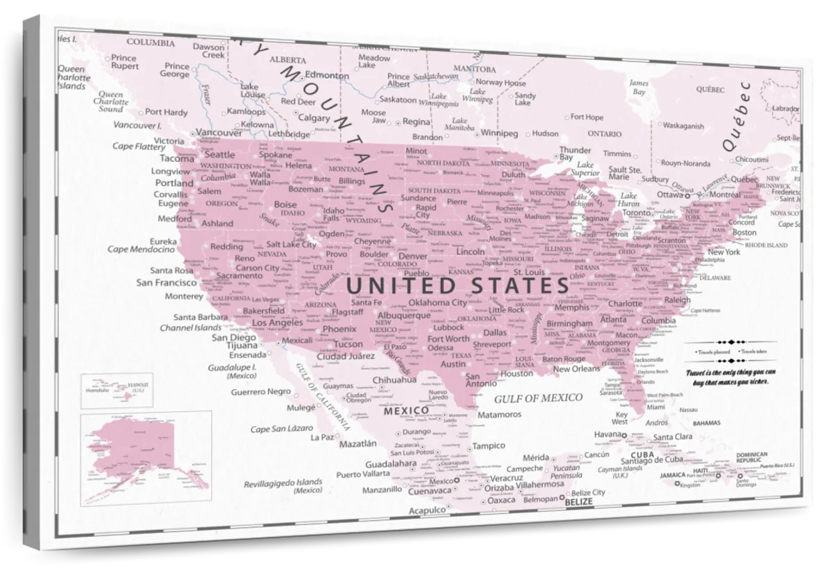 Personalized Richer Through Travel Push Pin USA Map 1