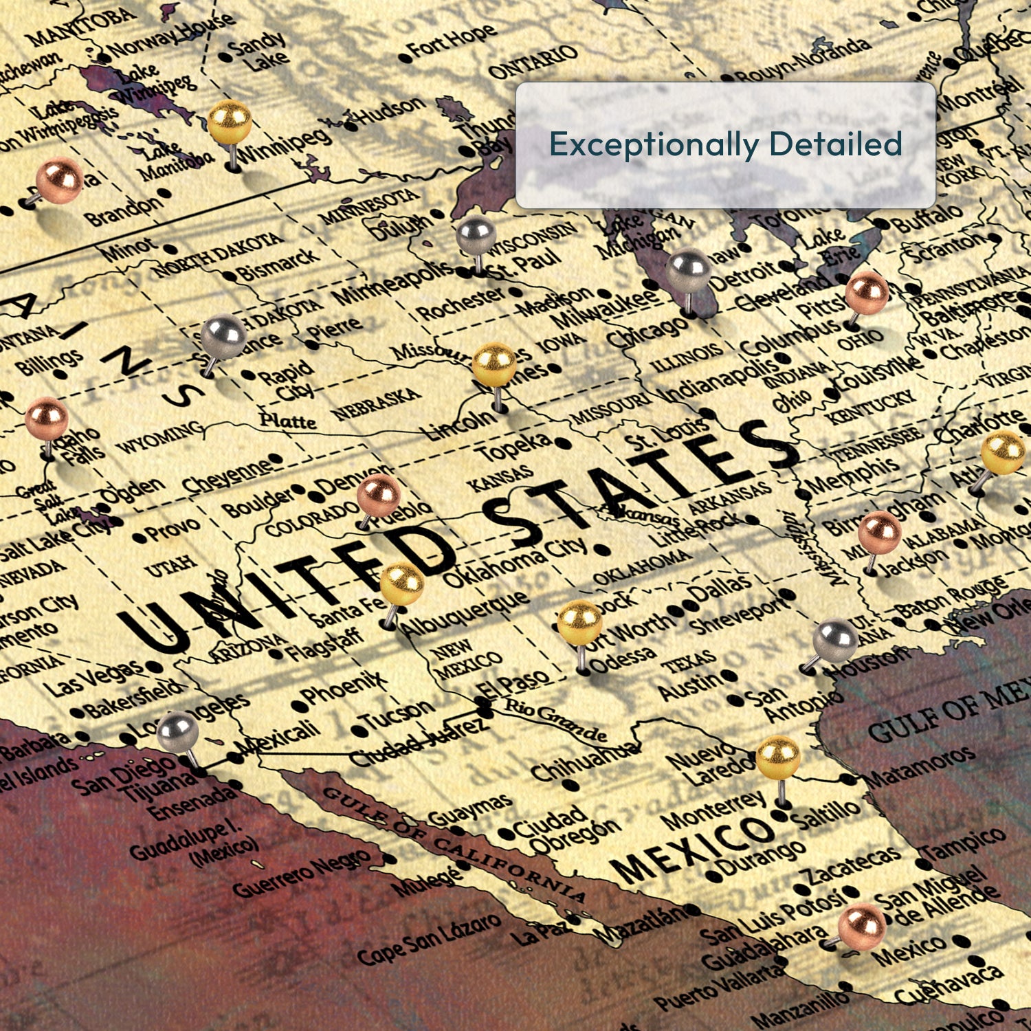 Personalized The World Awaits Push Pin Travel Map 3