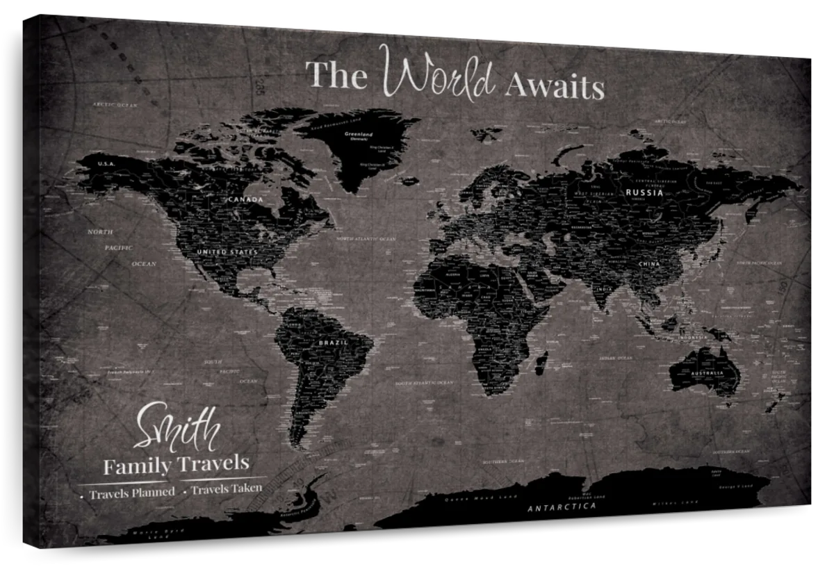 Personalized The World Awaits Push Pin World Map 1