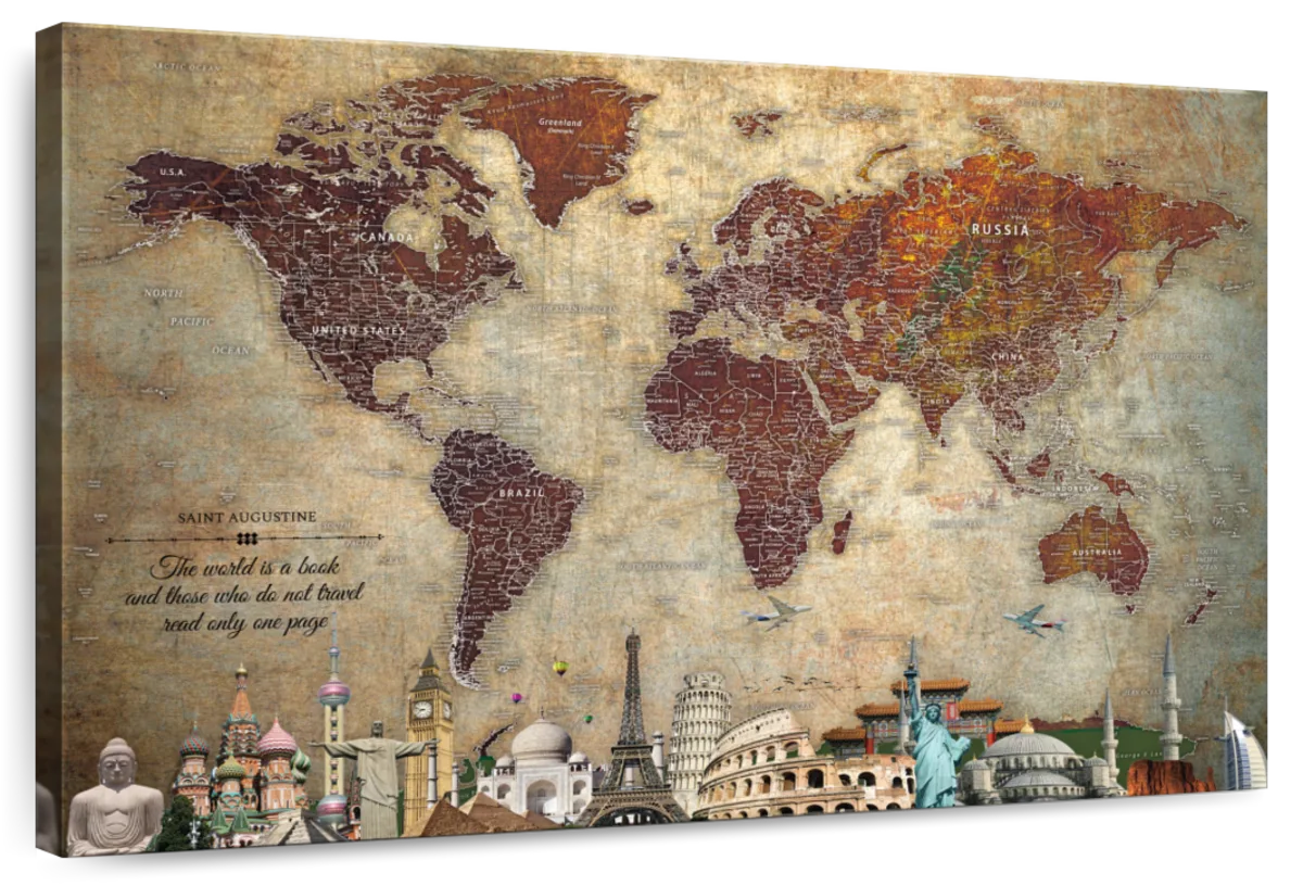 Personalized The World Is A Book Push Pin Travel Map 1
