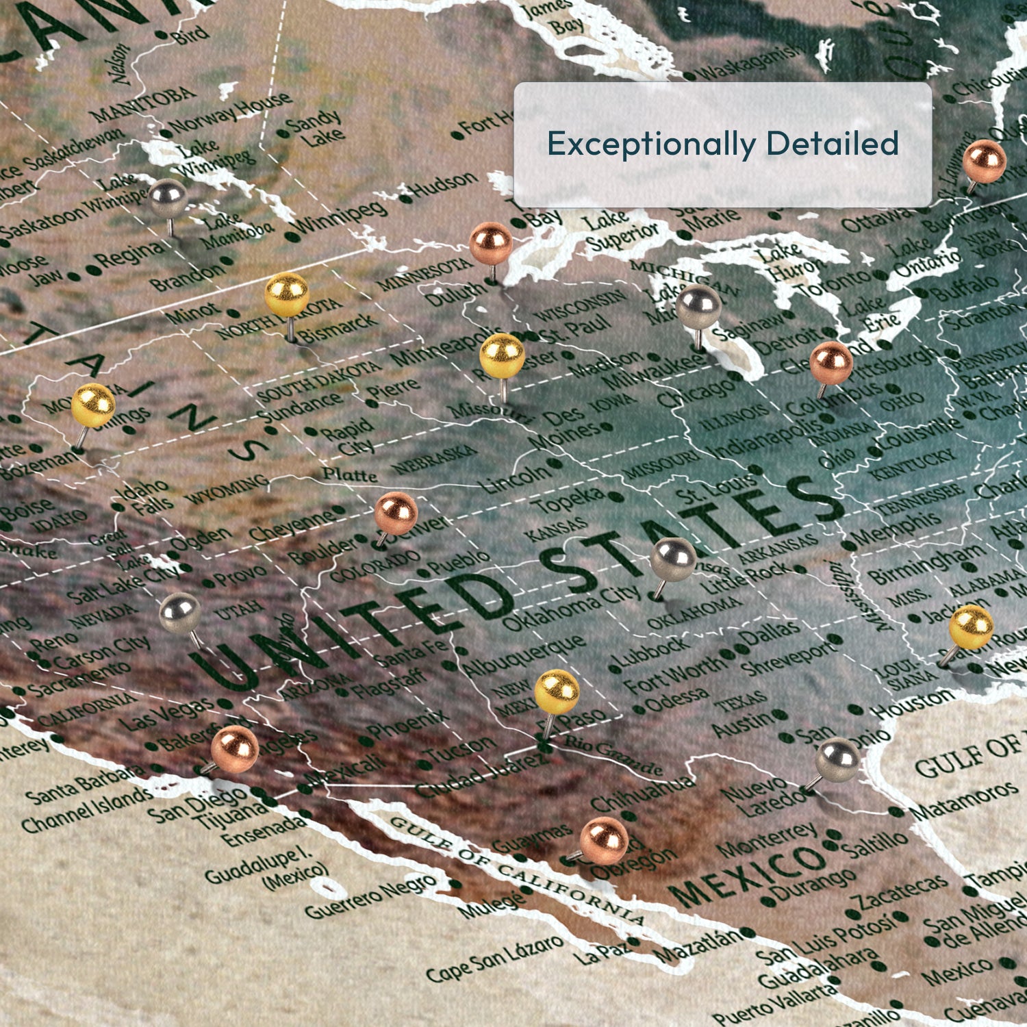 Personalized Timeless Journey Push Pin World Map 3