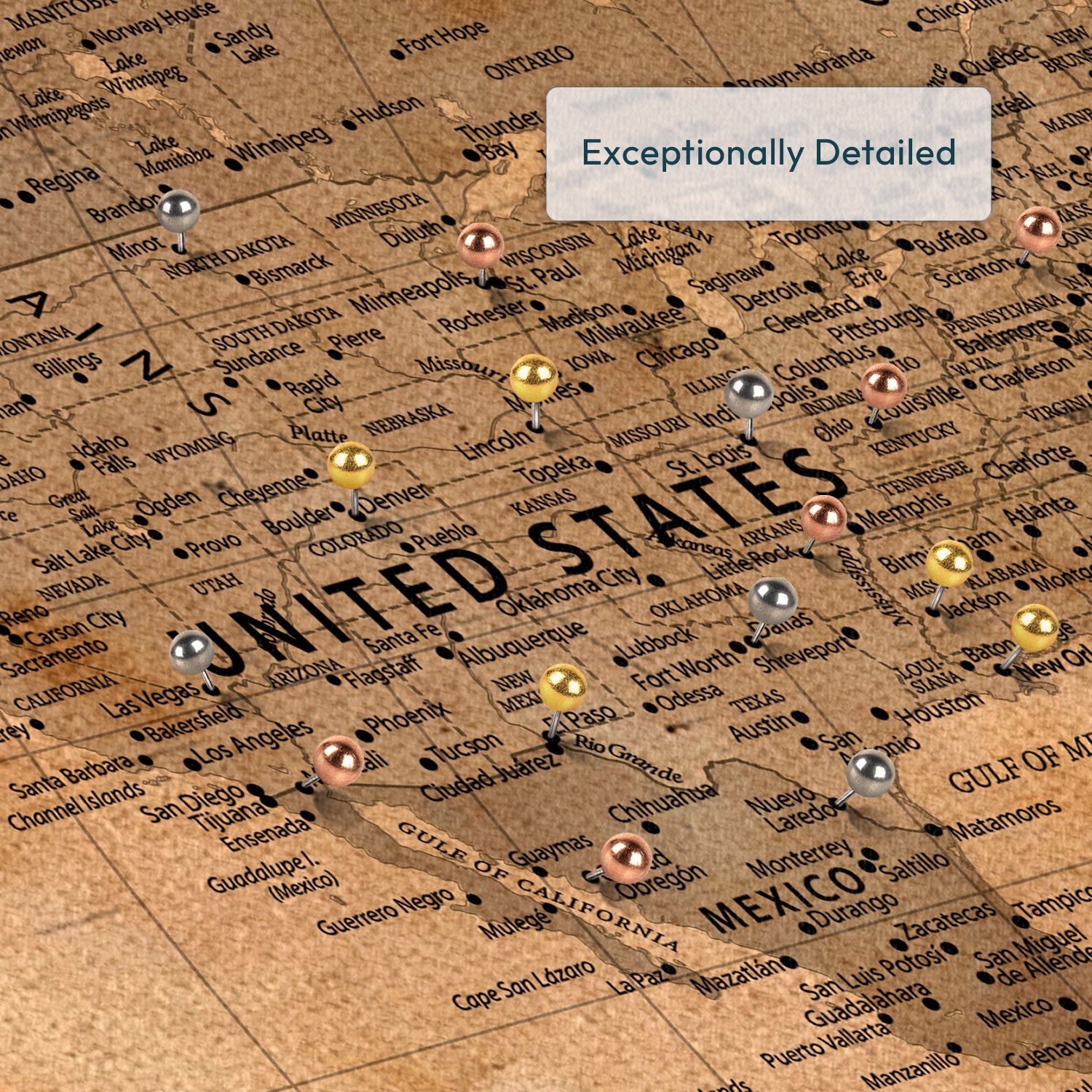 Personalized Timeless World Push Pin Travel Map 3