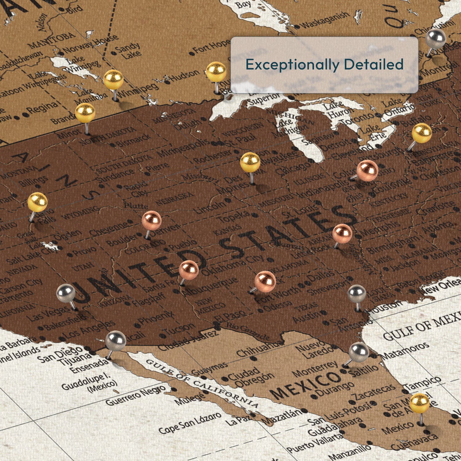 Personalized Together Across Miles Push Pin World Map 3