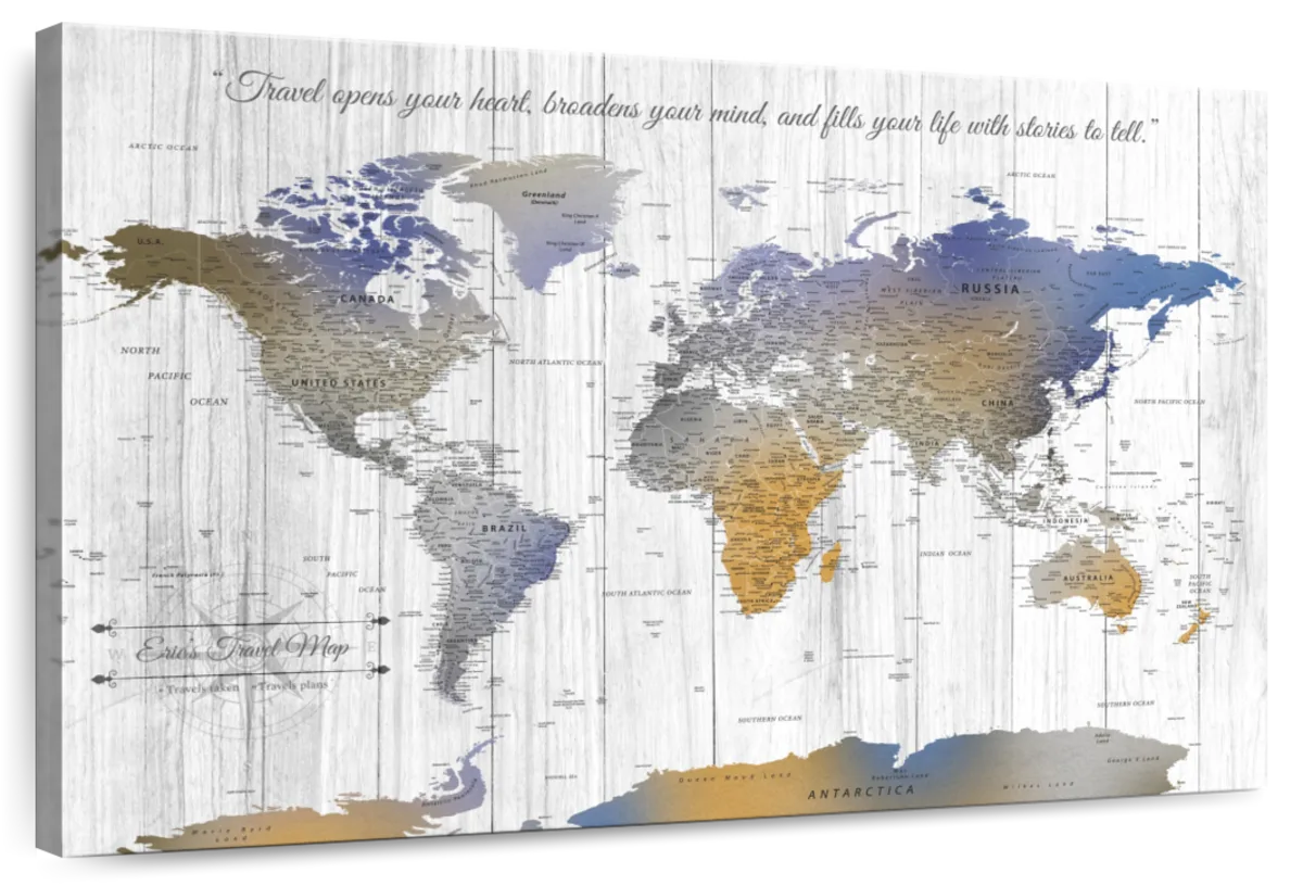 Personalized Travel Stories Push Pin World Map 1