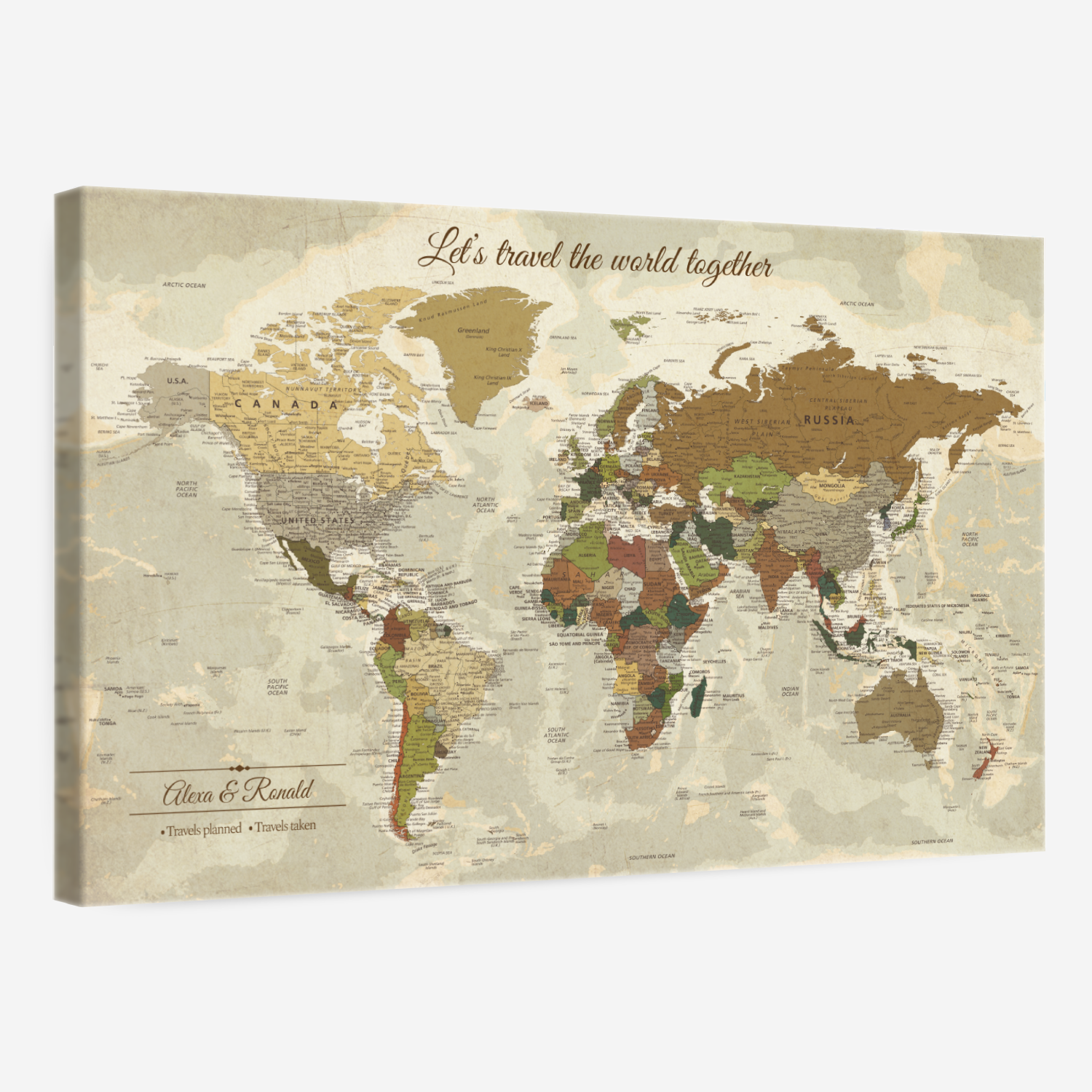 Personalized Travel The World Together Push Pin Map 1