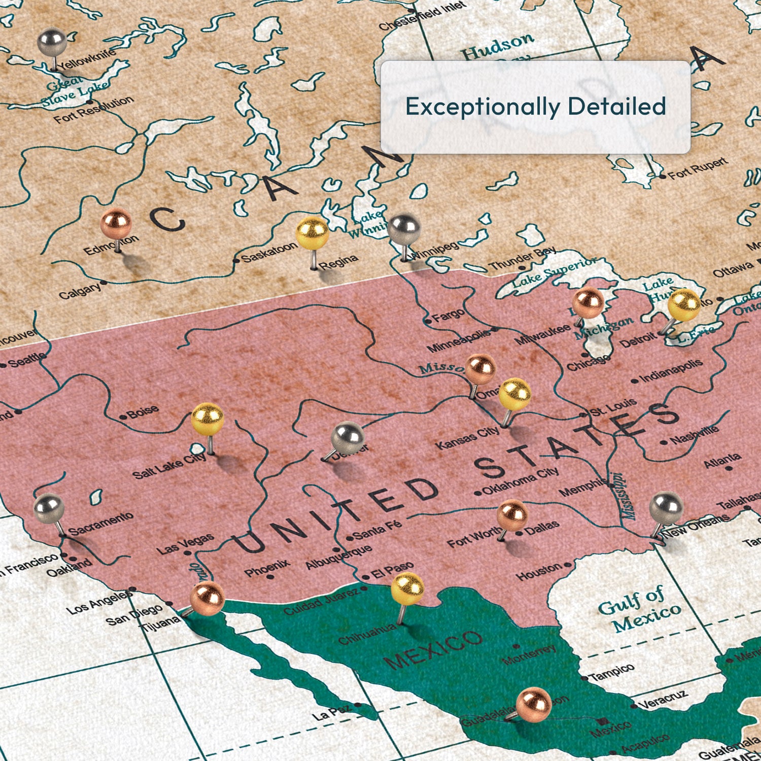 Personalized Travel Wisdom Push Pin World Map 3
