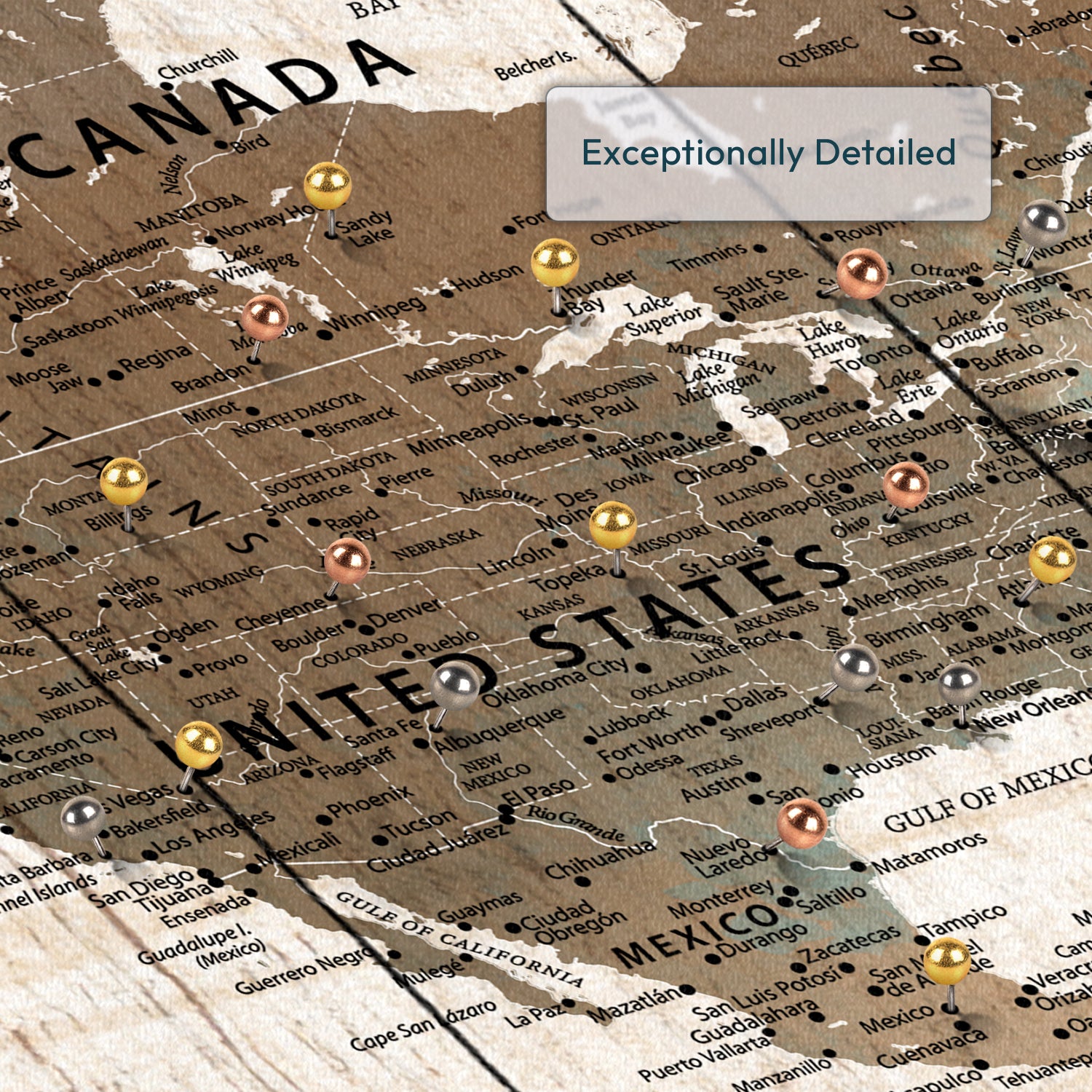 Personalized Travel With Heart Push Pin World Map 3