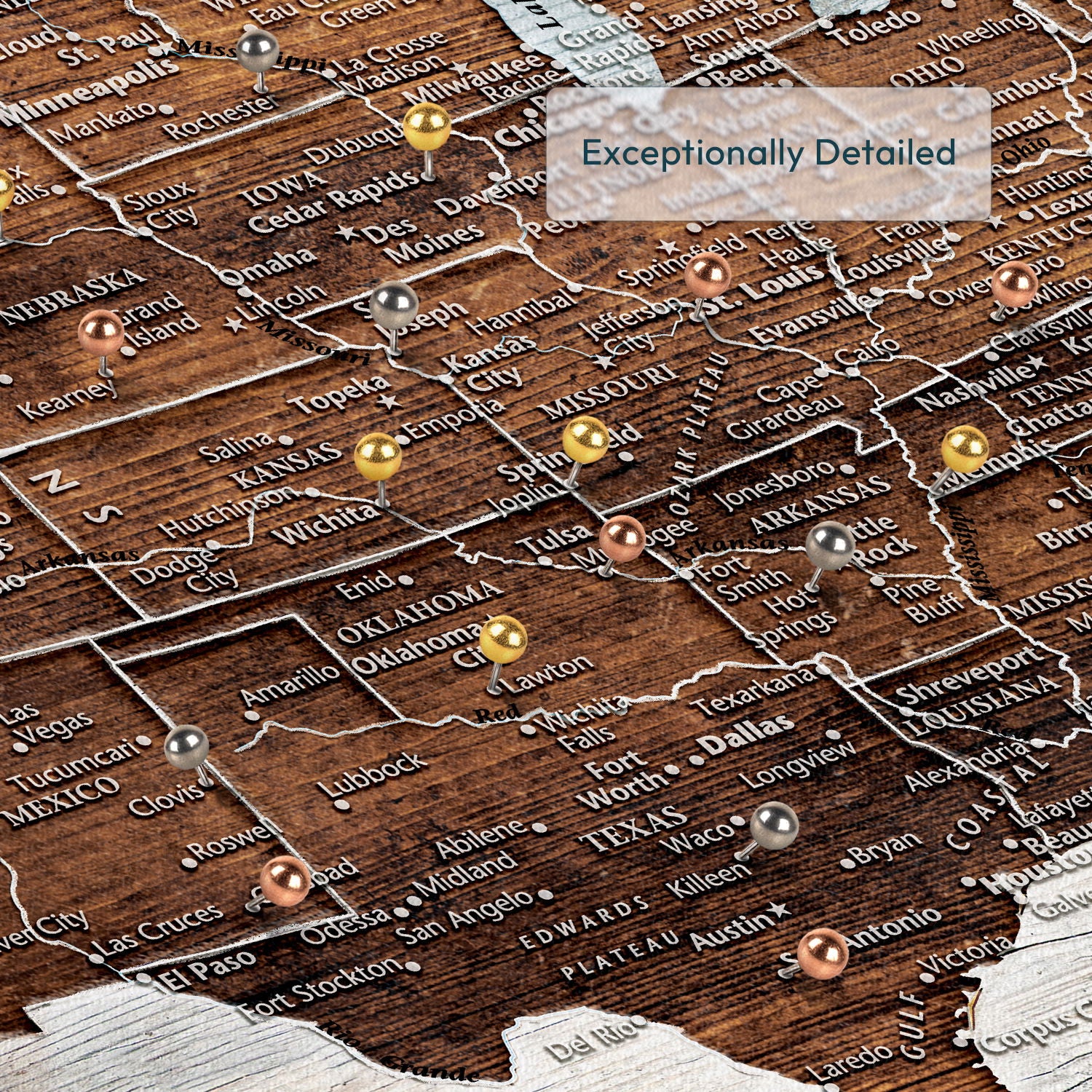 Personalized Travels and Adventures Push Pin USA Map 4