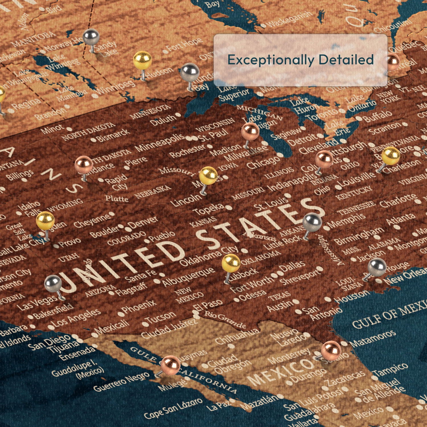 Personalized Travels and Adventures Push Pin World Map 4