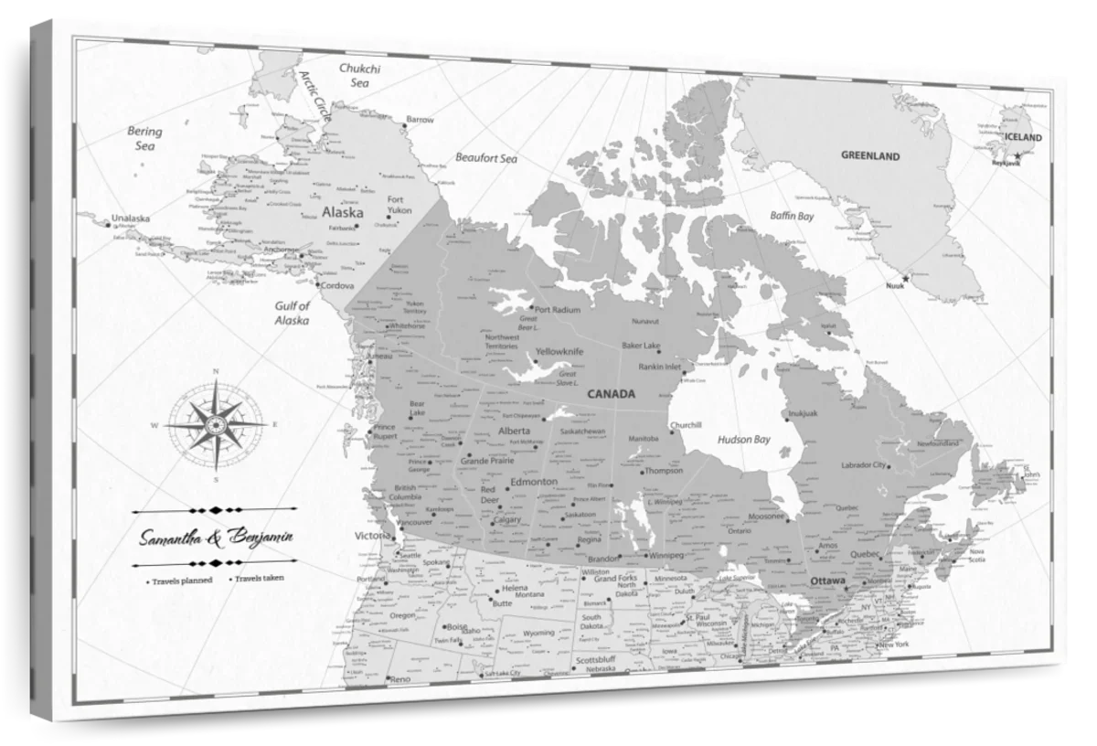 Personalized True North Canada Push Pin Map 1