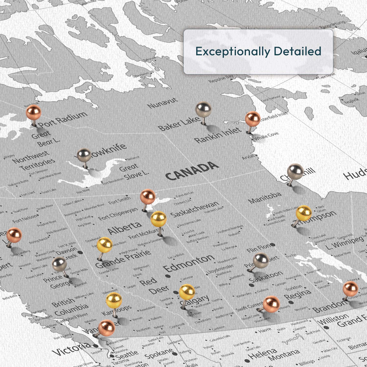 Personalized True North Canada Push Pin Map 3