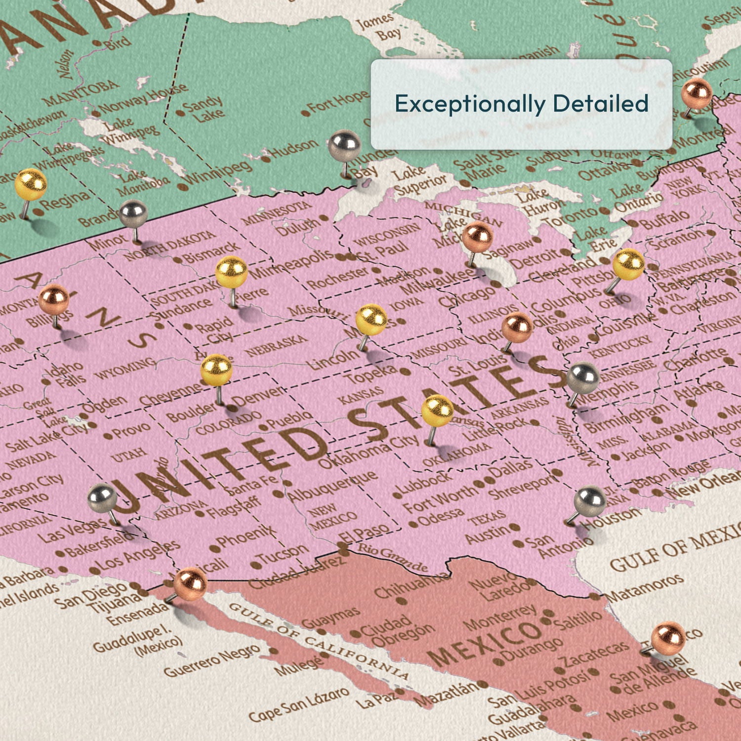Personalized True Wander Push Pin World Map 4