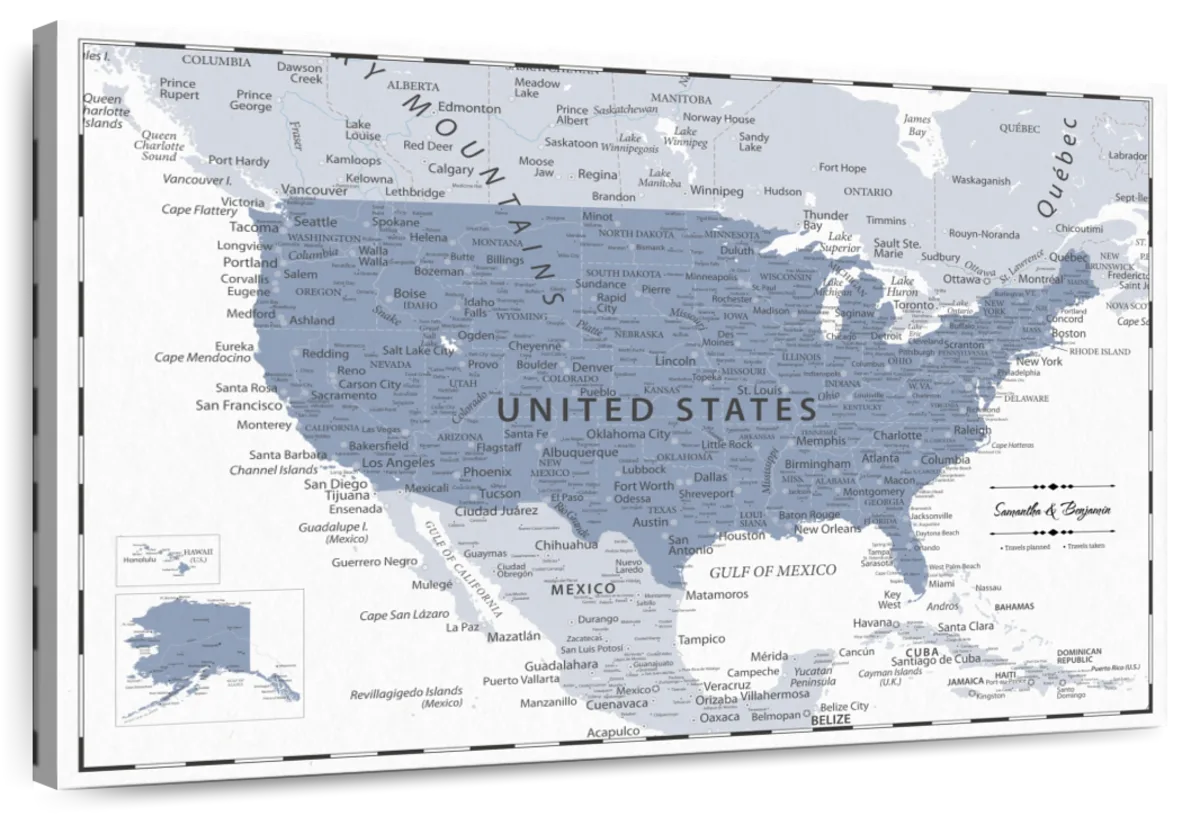 Personalized Twilight Journeys Push Pin USA Map 1
