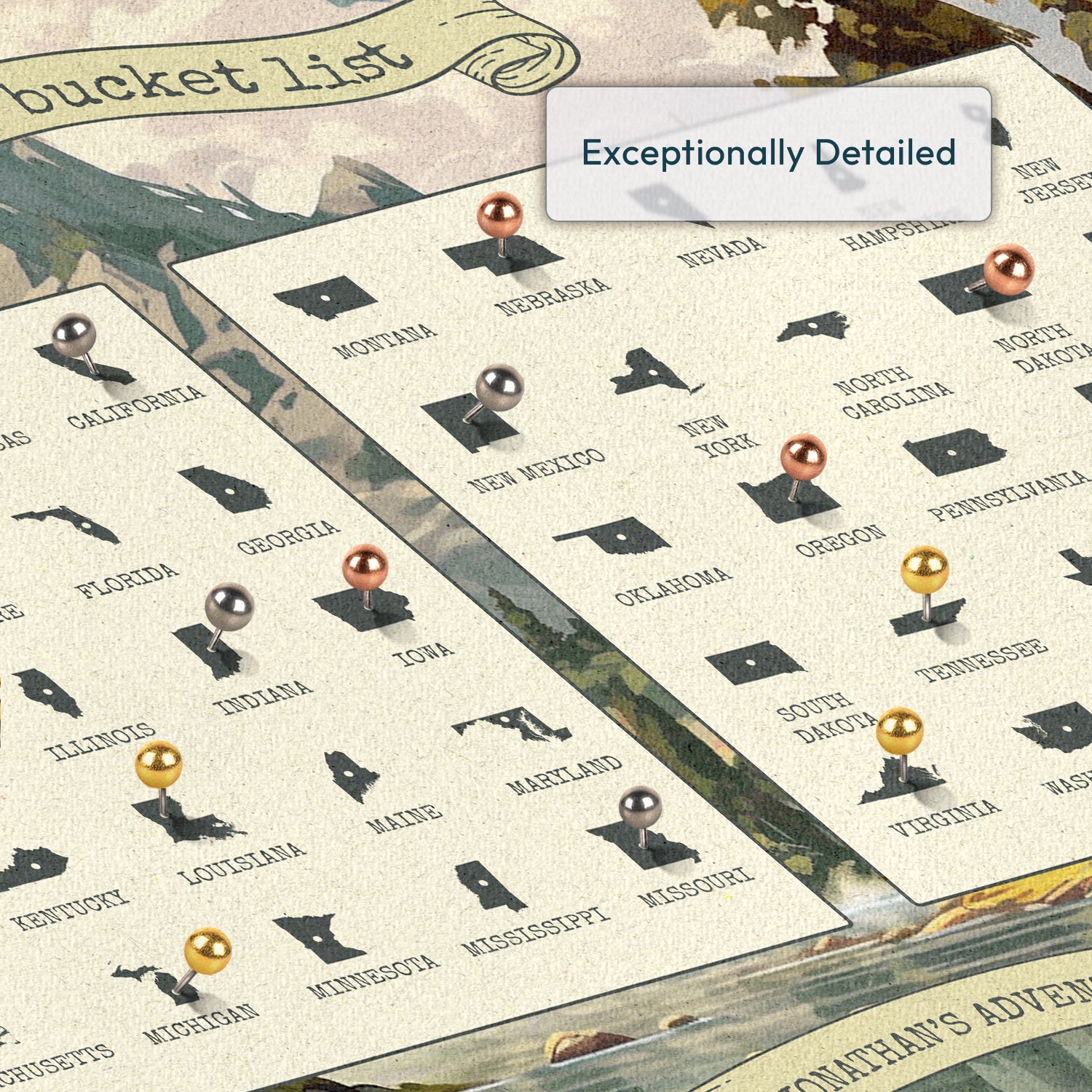 Personalized USA States Push Pin Bucket List 3