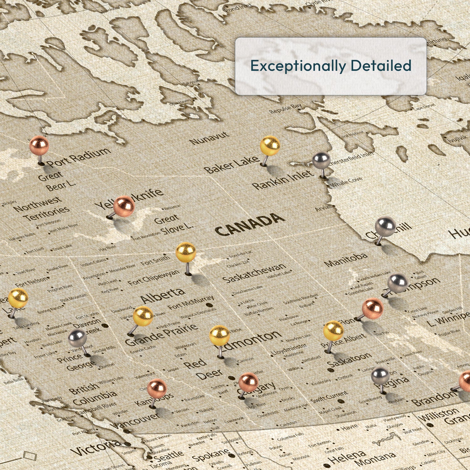 Personalized Vintage Canada Push Pin Map 3