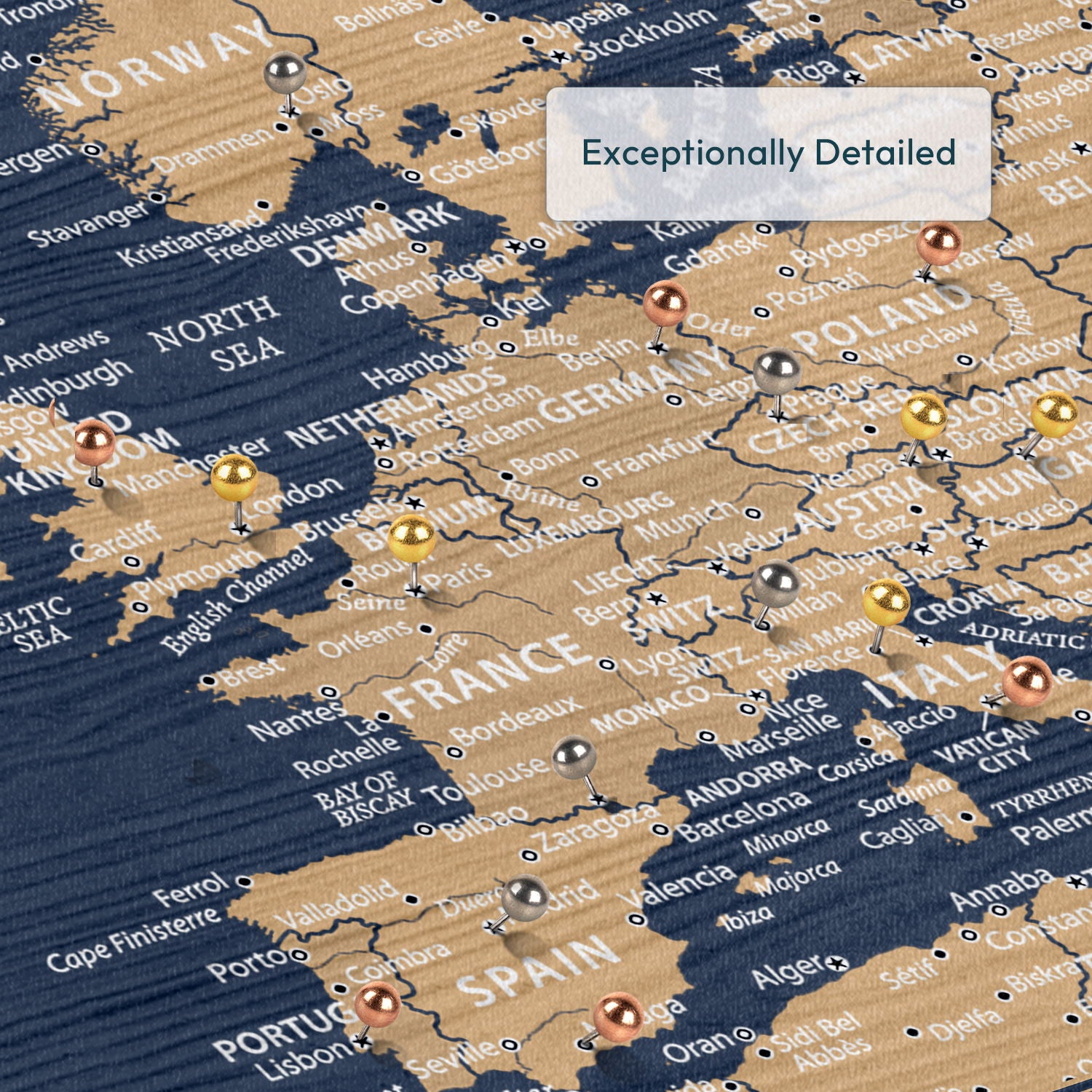 Personalized Vintage Europe Push Pin Map 4
